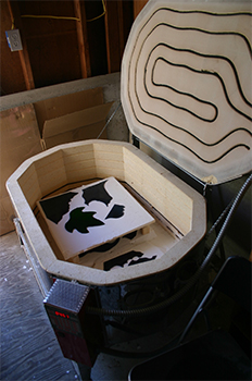 pieces in the kiln cooling