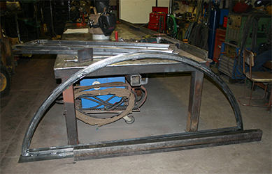 The steel transom frame