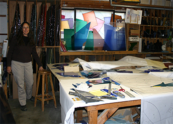 Michelle in the cutting studio
